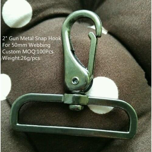 Free Shipping 2" For 50mm Webbing 4pcs Gun Metal Swivel Clips Snap Hook Trigger Style Hardware Parts For Pet Leashes Bag Straps