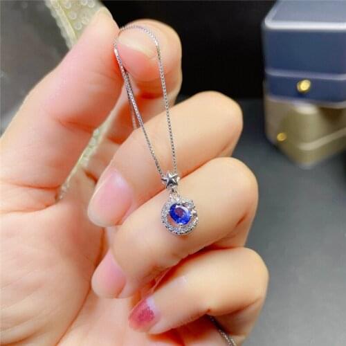 WEAINY Exquisite Moon Star Style Sapphire Necklace 925 Silver Pendant Woman Jewelry Blue Gem Birthstone With Certificate