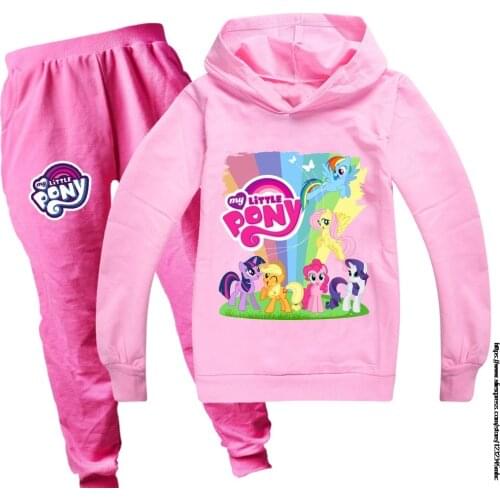 Children Clothing My Little Baby girl pony Boys Camiseta Kawaii Children Clothing Set Outfits Black Pants Fashion Tracksuit
