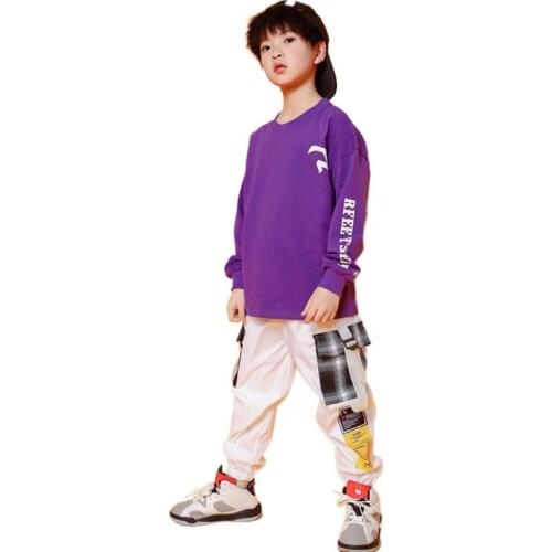 Kids Print Casual Pants Cropped Shirt Sweatshirt Top For Boy Hip Hop Dance Clothing Ballroom Jazz Dance Costume Wear