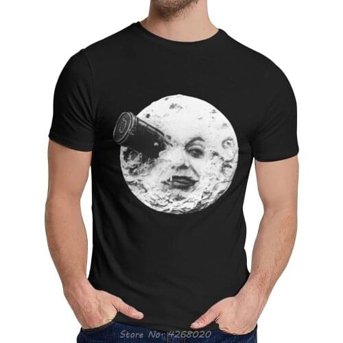 Cartoon Moon Georges Melies T-shirt Twin Peaks Party Homme T Shirt For Men Soft Pure Cotton Clothes Tees Tops Harajuku