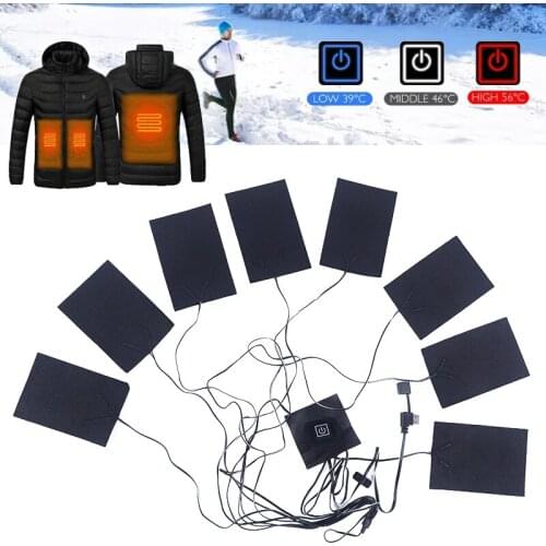 8pcs/lot USB Thermal Heated Pad Body Warmer Electric Vest Heater Warm Cloth Jacket Winter Thermal Heating Pad Accessories