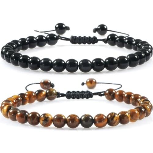 Men Bracelet 6MM Natural Stone Tiger Eyes Beads Braided Bracelets Buddha Rosary Healing Bangles Women Charm Yoga Energy Jewelry