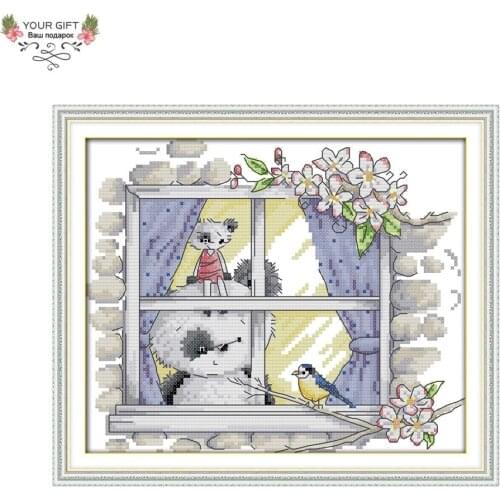 Joy Sunday D705 Free Shipping 14CT 11CT Stamped and Counted Home Decoration Pandas And Partners Needlepoint Cross Stitch Kits