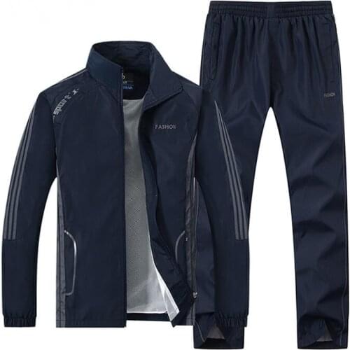 New Mens Set Spring Autumn Men Sportswear 2 Piece Set Sporting Suit Jacket+Pant Sweatsuit Male Clothing Tracksuit Size L-5XL