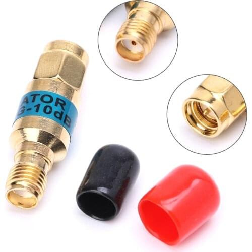 OOTDTY 1Pc Golden Attenuator SMA-JK Male to Female RF Coaxial Attenuator 2W 0-6GHz 10db/20db/30db