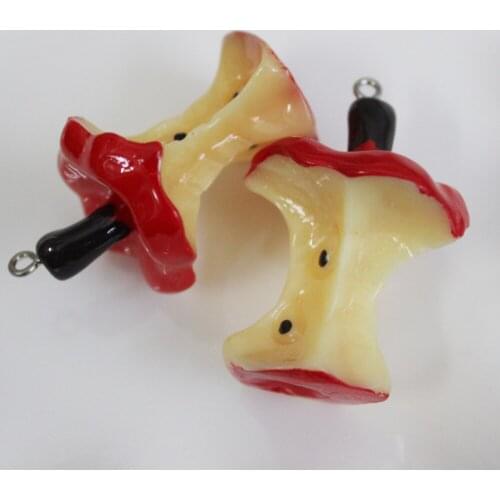 Wholesale Kawaii 3D Resin Apple Core Charm Pendants For Necklace Diy Craft