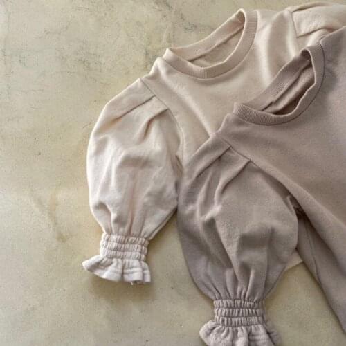 Autumn Winter Top Girls Baby Sweet Lady Foreign Style Lantern Sleeve Cotton Bottomed Shirt