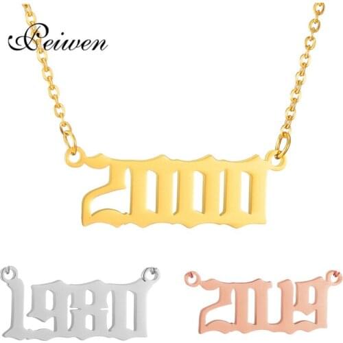 Personalized Number Pendant Necklaces for Women Custom Year 1995 1996 1997 1998 1999 2000 2019 Birthday Gifts from 1980 to 2019