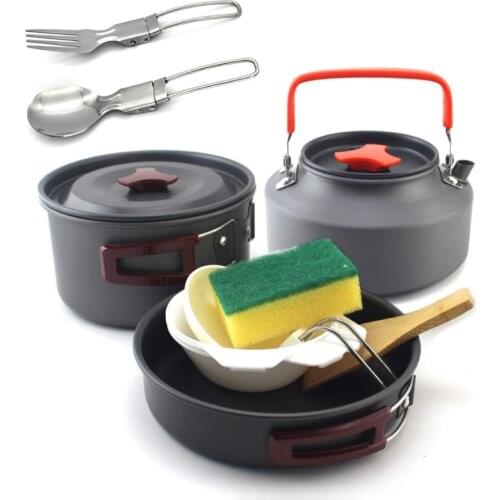 Camping Tableware Outdoor Cookware Set Pots Tourist Dishes Bowler Kitchen Equipment Gear Utensils Hiking Picnic Travel
