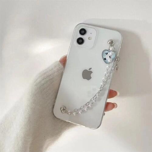 Transparent Strap metal Chain Bracelets Phone Cases For iPhone 12mini 12 pro Max 7 8 Plus 11 Pro X XR XS Phone Cases funda cover