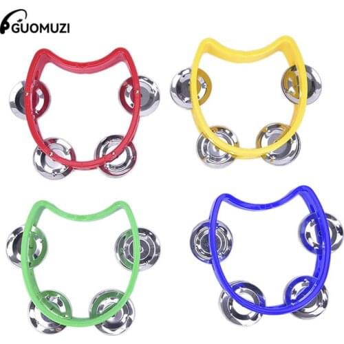 Handbell Held Tambourine Metal Bell Plastic Rattle Ball Percussion Party Game Baby Toy Musical Instruments Tambourine kids