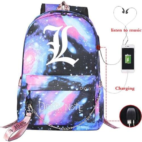 New Death Note Yagami Light Prints Backpack Boys Girls Kids School bag Women USB Fashion Backpack Men Bagpack Packsack Bookbag