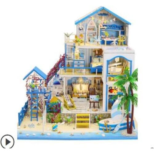 Assembling Diy Doll House Wooden Doll Houses Miniature Diy Handmade Dollhouse Furniture Kit Room Led Lights Kids Birthday Gifts