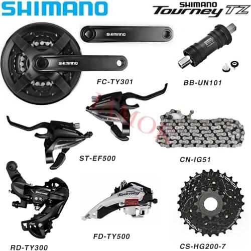 SHIMANO TOURNEY Bike 7 Speed Derailleur Kit ST-EF500 Shift/Brake Lever Iamok BB-UN101 RD-TY300 Derailleurs Bicycle Parts