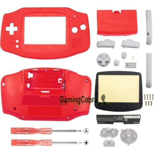 EXtremeRate Red Solid Full Housing Shell Buttons with Screen Len for Gameboy Advance