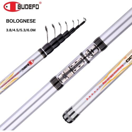 BUDEFO Telescopic Bolo Fishing Rod 3.8M/4.5M/5.3M/6M/ HIGH CARBON Trout Travel Ultra Light Spinning Float Bolognese 10-45G