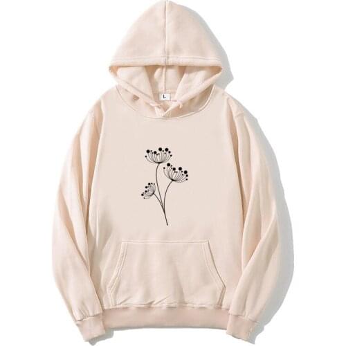 High Quality Hoodie Ladies Hip Hop Hoodie Fun Dandelion Print Sweatshirt Winter Warmth Fleece Pullover Men and Women Streetwear