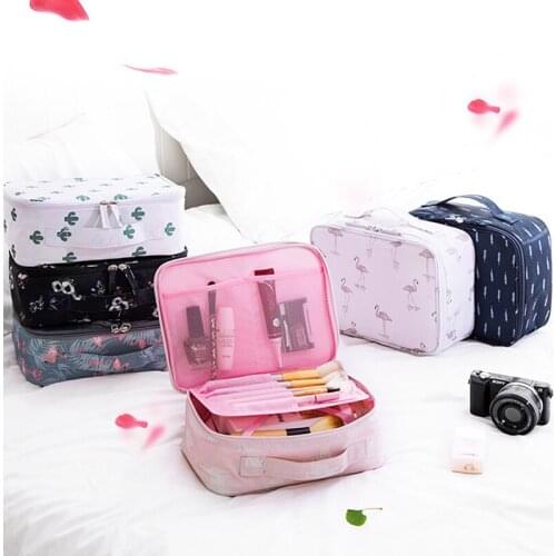 Flamingo Waterproof Oxford Travel Zipper Cosmetic Bags Women Makeup Bag Home Wash Bathing Organizer Package Storage Luggage Bags