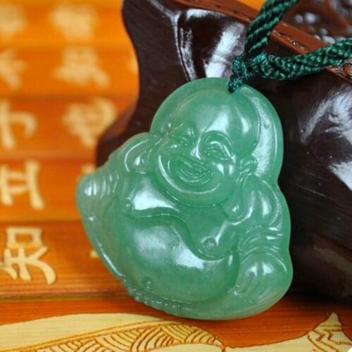 High Quality Natural DONGLING Stone Buddha Maitreya Pendant Laughing Buddha Pendant Necklace Men Womens Stone Jewelry Free Rope