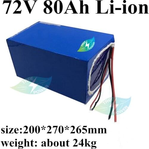 High quality 72V 80Ah Li-ion with BMS for 3600W 5000W 7000W scooter bicycle battery bike tricycle motorhome +charger