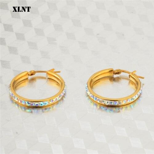 XLNT Simple Lovely Girl Huggies Small Hoops Earrings Skinny Rainbow Boho Classic Minimal Charming Earrings Stud Thin Hoops Gift