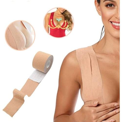 Women Adhesive Boob Tape Invisible Intimate Silicone Seamless Strapless Gathered Breast A To DD Cup Sticky Bra For Party Wedding