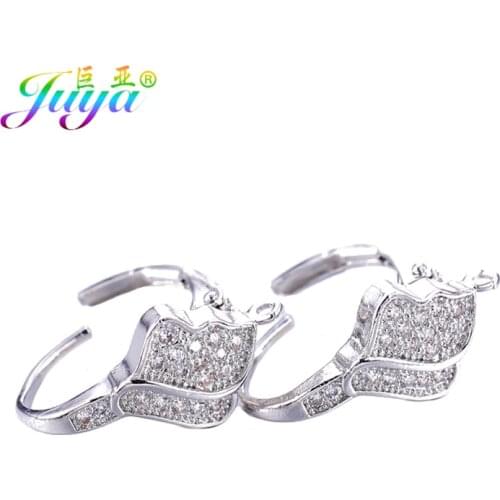 Juya DIY Womens Earrings Accessories Supplies Gold/Silver Color Cubic Zirconia Bail Ear Wire Hooks For Fashion Earrings Making