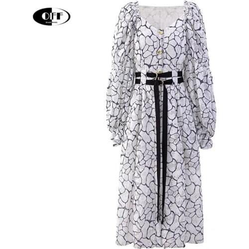 Designer Runway Party Midi Long Dresses For Women Autumn Summer Puff Long Sleeve Lace Sexy Casual Elegant Shirt Dress Femme Robe