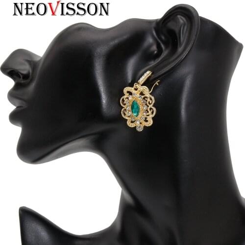 NEOVISSON Algerian Golden Earring Crystal Wedding Jewelry Drop Earring