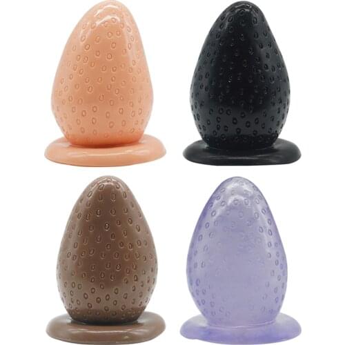 13*7cm Big Strawberry Anal Plug Anus Stuffed Stopper Butt Plug With Suction Cup Rough Surface Sex Toys Women Man Anal Expansion