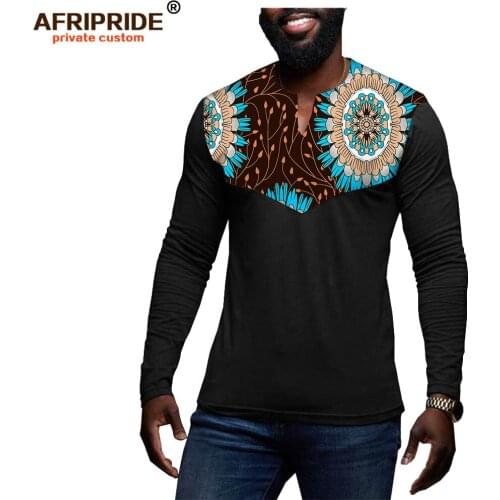 2020 African men clothing dashiki tops shirts print wax outfit traditional blouse bazin riche plus size wear AFRIPRIDE A1912004
