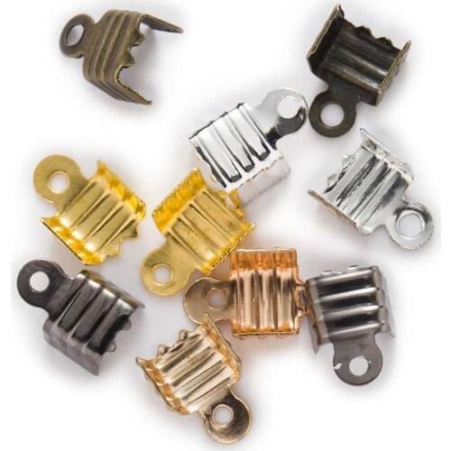 5 Colors Cove Clasps Crimp Cord End Cap Tip Fold Over Crimp Bead Clip Connectors Findings Accessories Jewelry Making 6-11mm