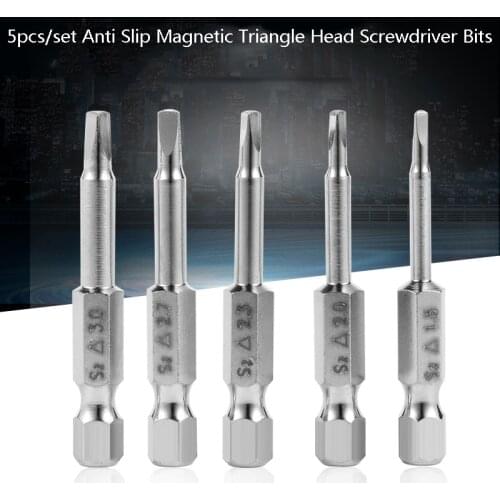 5Pcs/Set Anti-Slip Magnetic Triangle Head Screwdriver Bits 1/4" S2 Steel Hex Shank Electric Power Tool Accessories 50mm Freeship