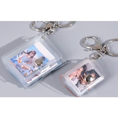 594C Mini Small Photo Album Keyring 16 Pockets 1 Inch ID Instant Pictures Card Book