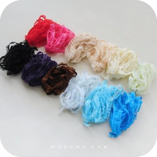 5M White Black Red Ruffle Elastic Lace Ribbon Trim Stretch Lace Band Underwear Clothing Garment Material Accessories 1cm