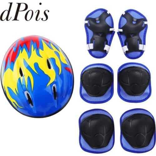 7Pcs Children Helmet Kids Skateboard Cycling Balance Bicycle Safety Protective Gear Outfit Knee Pads Wrist Guard Elbow Pad Set