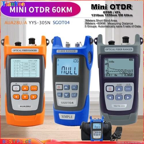 AUA28U/28A COMPTYCO Mini 60KM Fiber Optic OTDR Optical Fiber Reflectometer Built in VFL with FC SC Touch