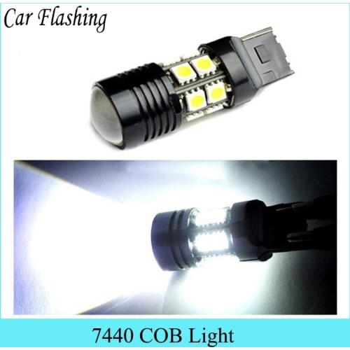 Car Flashing 2Pcs T20 7440 W21W 7441 White R5 12 SMD LED turn signal Backup Reverse High Power 10W Lights Free Shipping