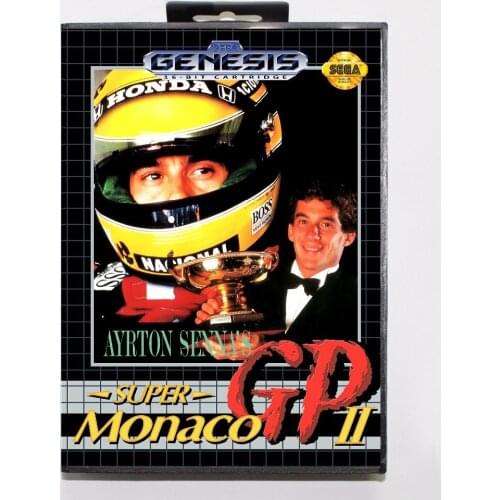 Ayrton Sennas Super Monaco GP II Game Cartridge 16 bit MD Game Card With Retail Box For Sega Mega Drive For Genesis