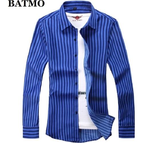 BATMO 2021 new arrival high quality striped casual shirts men,male shirt,plus-size M-7XL