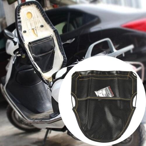 Black PU Motorcycle Scooter Under Seat Storage Pouch Bag Case Organizer