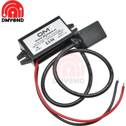 DC 12V 3A 15W Step-down to 5V USB Converter Module for IPad Car Charger Adapter Car Potting Waterproof Power Supply Module