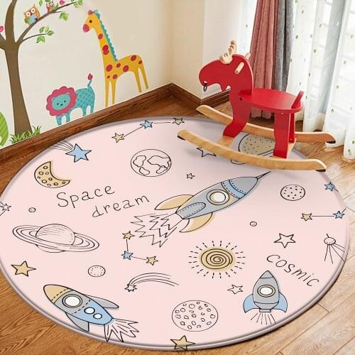 Baby Hand Print Carpet Baby Play Mat Rectangular Children Carpet Hot Sale Interest Rocket space Pattern Children Flannel Carpet