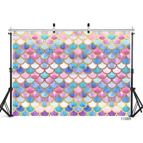 Pincess Fish Scales Birthday Party Portrait Backgrounds Photography Backdrops for Photo Studio Children Newborn Baby Photophone