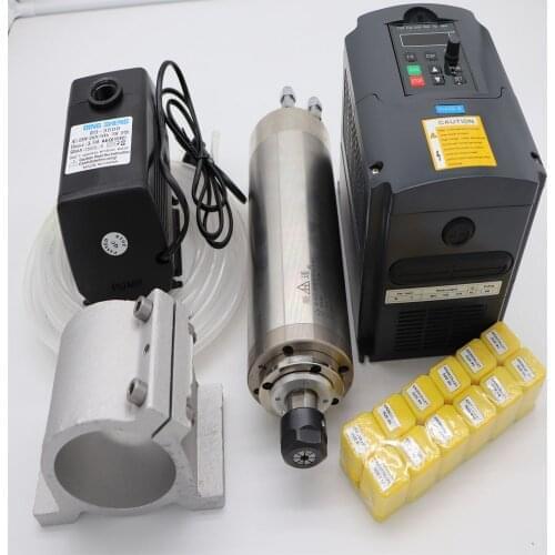 CNC milling spindle ER20 2.2KW water cooling spindle+2.2KW inverter+ER20 collets+water pump+water pipe +matched spindle support