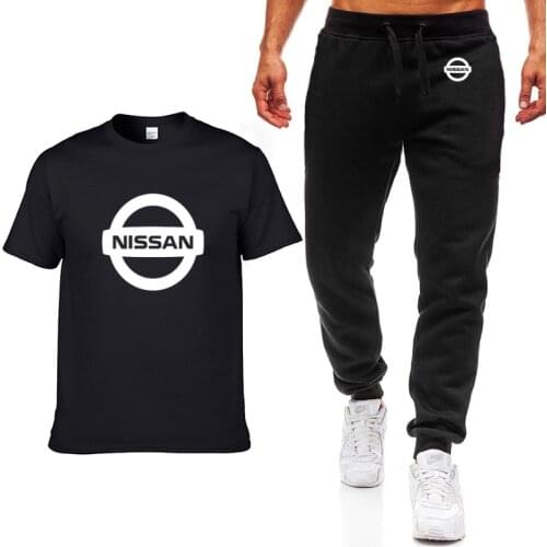 Fashion Summer Men T Shirts Nissan Car Logo Print HipHop Casual Cotton Short Sleeve high quality T-shirt pants suit Men Clothing