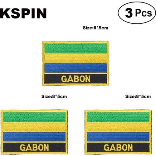 Gabon Rectangular Shape Flag patches embroidered flag patches national flag patches for clothing DIY Decoration