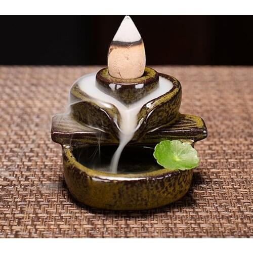 Waterfall Incense Burner Backflow Ceramic Incense Holder Incense Fountain Backflow Incense Cones for Home Decor Office B99