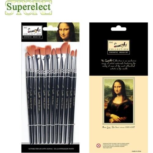 Paint Brush 12Pcs Different Shape Wood Nylon Hair Watercolor Paint Brush Set for Beginner Water Color Acrylic Oil Painting